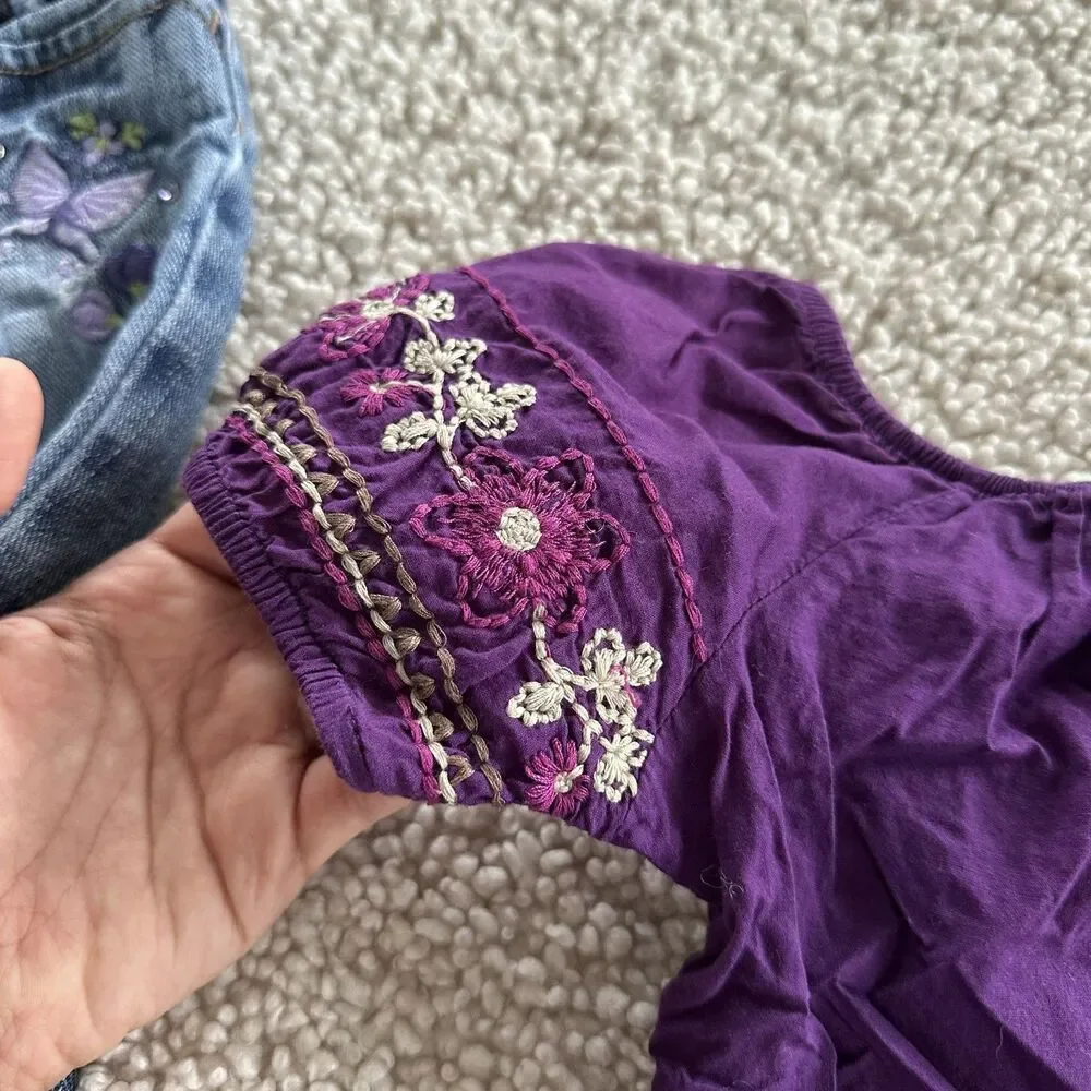 Vintage Cherokee Y2K Purple Outfit girl embroidered fairy 24 months VTG 90s